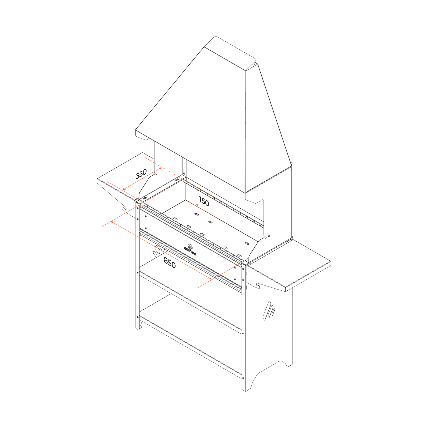 Фото Мангал Gratar POZ 3000 схема с размерами топки
