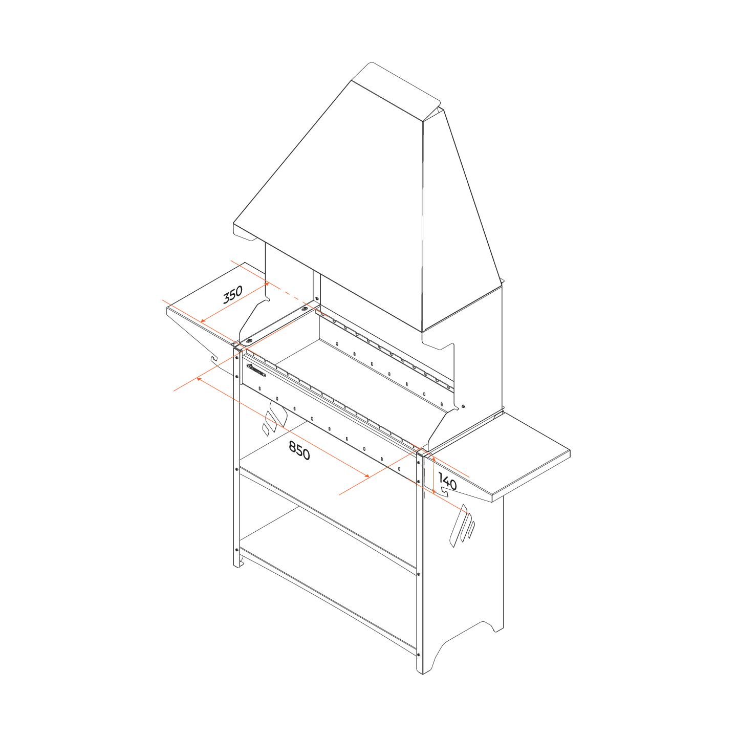 Фото Мангал Gratar PSZ 3000 схема с размерами топки