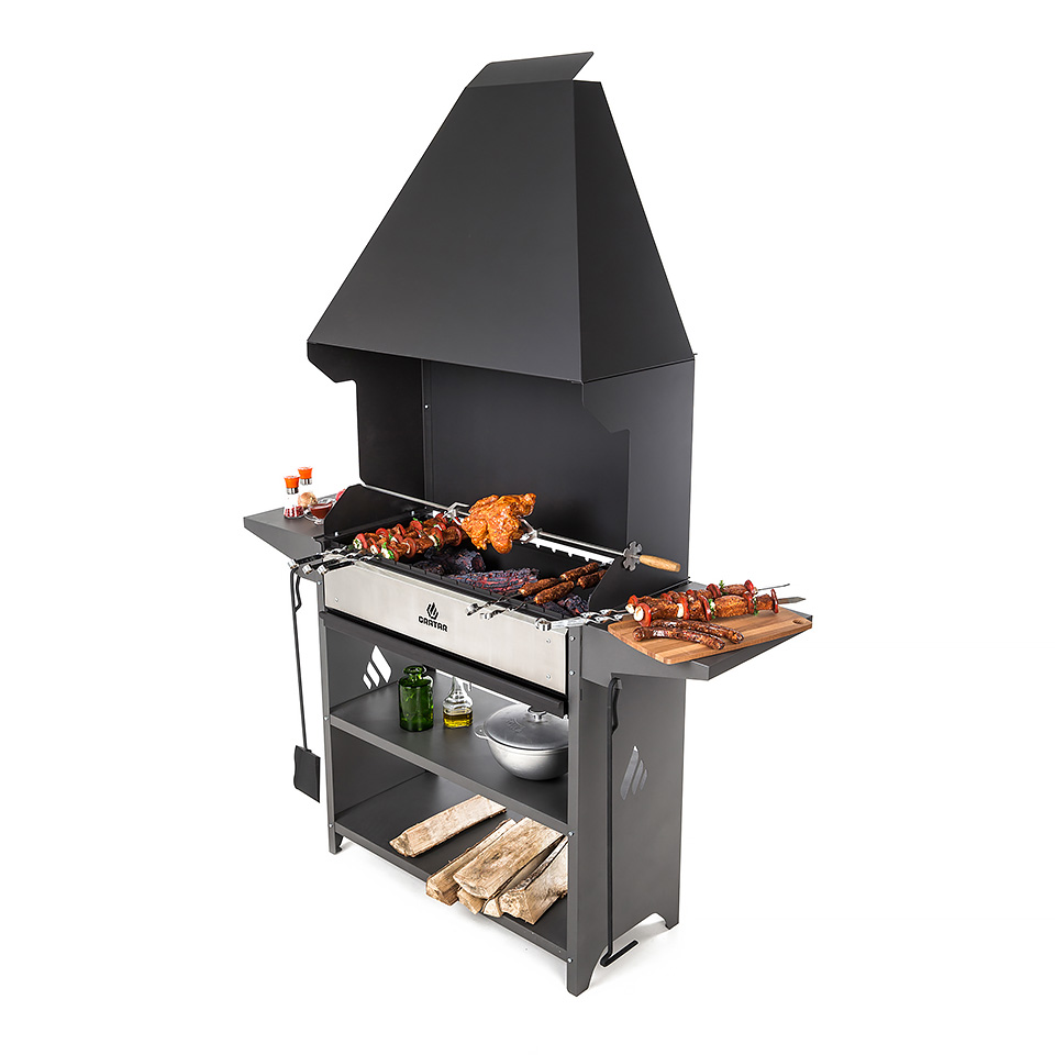 Фото Мангал Gratar POZ 3000 с аксессуарами вид сбоку